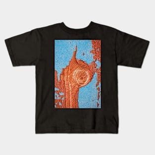 Abstract Blue and Red Painted Wood Kids T-Shirt